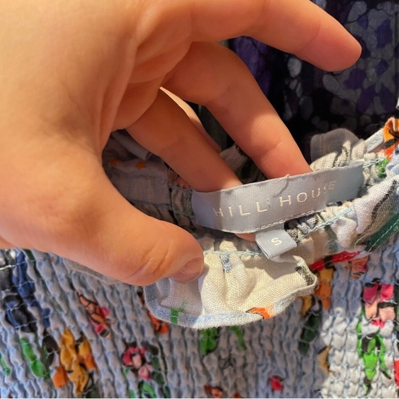 Hill House Linen Floral Ruffle Sleeve Smocked Crop Top - Picture 8 of 8